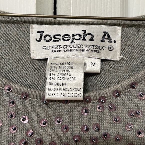 Joseph A Sleeveless heather gray sweater with sequins - Picture 4 of 9